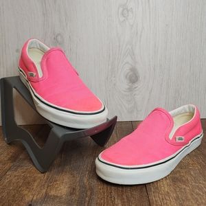 VANS CLASSIC SLIP ON SKATE SHOES SIZE 6.5 Womens 5 Mens NEON PINK Hot Pink